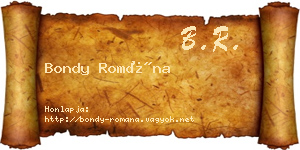Bondy Romána névjegykártya